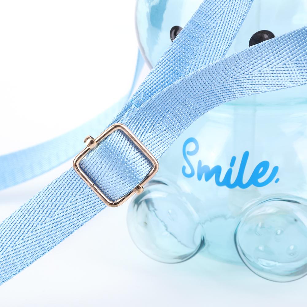 1000/1400ml Kawaii Bear Cup with Shoulder Strap Cute Bear Drinking Bottle Leak-Proof Straw Sports Water Jug for Outdoor Sports