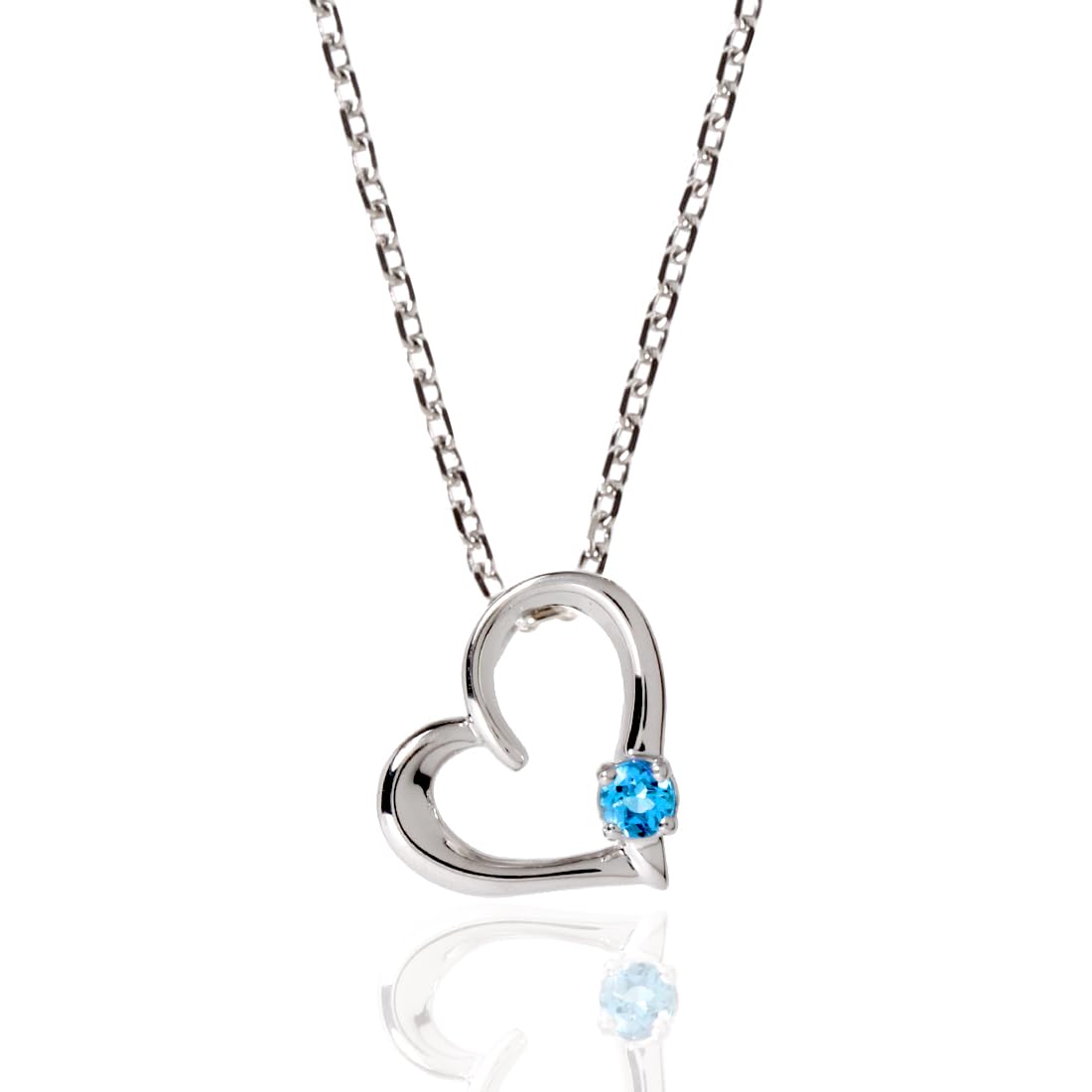 

March Birthstone Aquamarine Natural Stone Made in Japan Necklace Open Heart 925 Silver Birthday Gift Wife Girlfriend Day Product Name Queen of Hearts