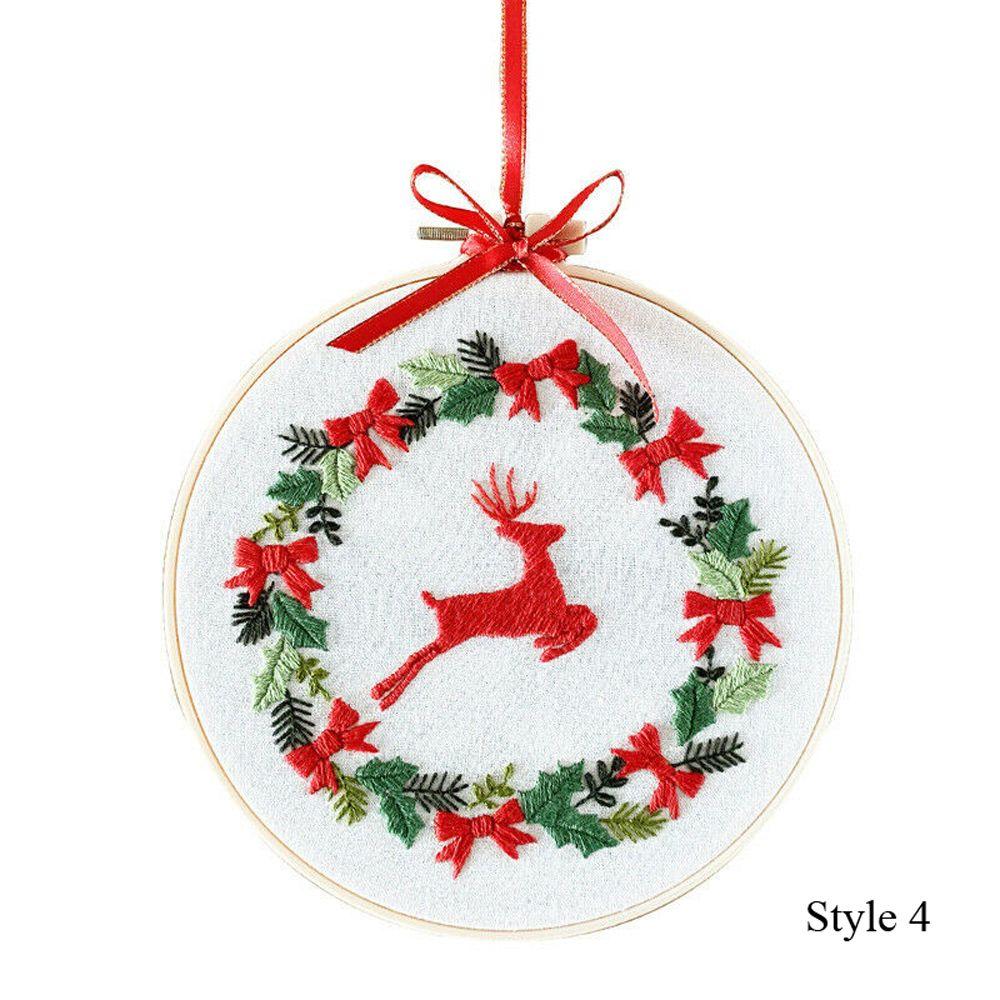 DIY Crafts Needle Punch Cross Stitch Kit Xmas Embroidery Embroidery Hoop Christmas Ornament