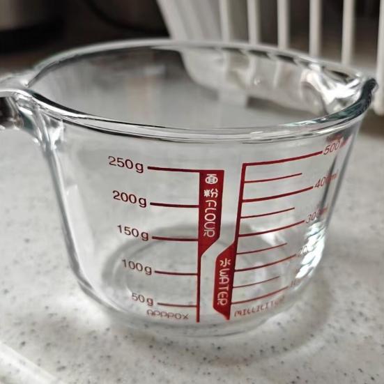 Yousheng Glass Measuring Cup with Handle 500/1000ml Heat-Resistant Pouring Spout Liquid Measurement Tool Easy-Pour Spout Cooking Utensil for Milk Eggs