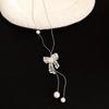 Girly Thoughts Zircon Bow & Pearl Tassel Clavicle Necklace - Stylish & Sweet Fashion for Women