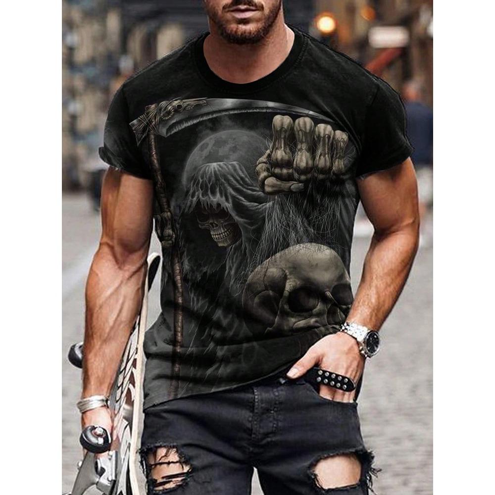 Summe Street Herren T-Shirt Totenkopf Print Herren T-Shirt Lässiges Kurzarm Oberteil Outdoor Sport Mode Herren Kinder Kinder T-Shirt Kleidung