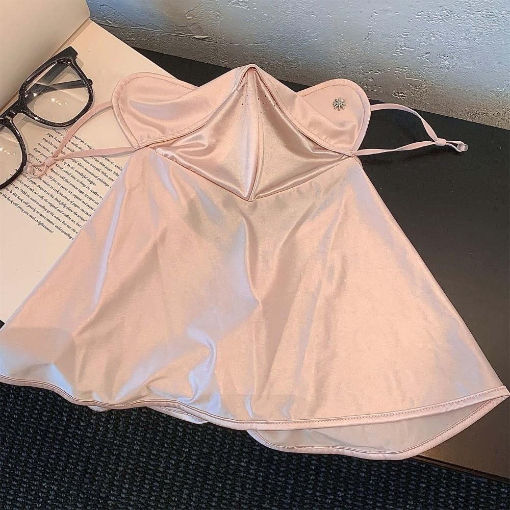 Elastic Neck Sunscreen Mask Satin Breathable Sunshade Mask Face Sun Protection  Seaside Vacation