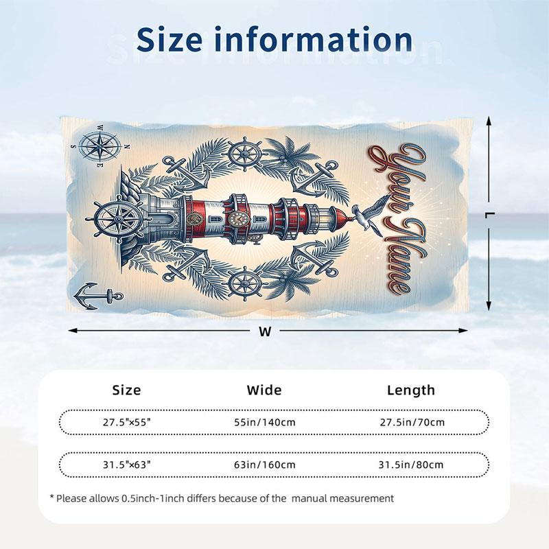 Adventure Journey Theme Beach Towel Personalized Custom Name & Text Soft Quick Dry Beach Towel for Swimming Travel