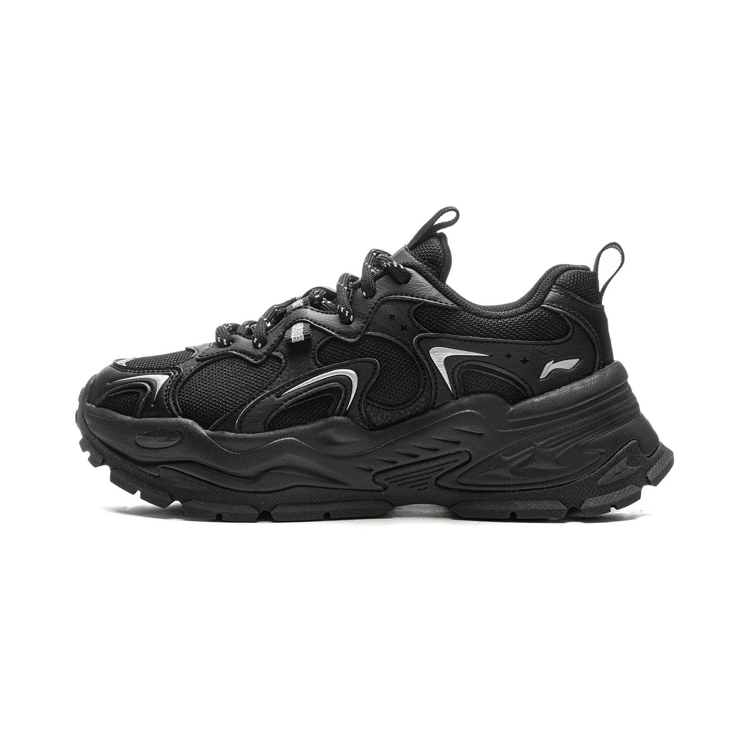 Li Ning Star Synthetic Leather, Textile Low top Casual Shoes Women s Black AGCV252-4 36