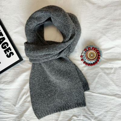 Solid Color, Simple, High-end Knit Scarf for Women, Winter Warm Neck Protector with Wool, Soft and Glutinous, Androgynous Versatile Neck Warmer