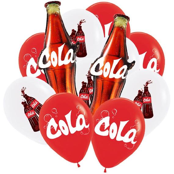 Cola Themed Party Balloons, 22pcs Red & White Foil & Latex Balloons, Music Stage Decorations for Birthday, Concert, Band, Bar
