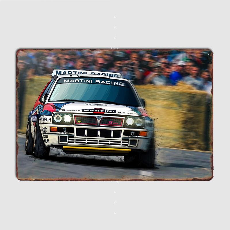 

Classic Car Lancia Delta Integrale HF Art Rally Racing Retro Poster Metal Sign Garage Club Room Wall Decor Custom Tin Home Decor 20x30cm（7.8x11.8inch）
