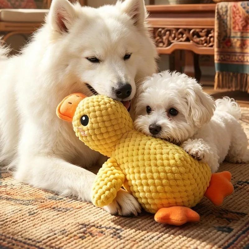 Dog Plush Duck Toy Pet Crystal Velvet Sound-producing Squeaky Resistant Bite Toy Pet Teeth Cleaning Training Interactive Supply