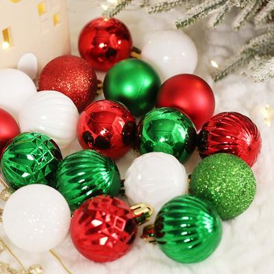 50pcs 4cm Assorted Shape Christmas Ornament Balls Set Tree Hanging Decor Modern Minimalist Plastic Holiday