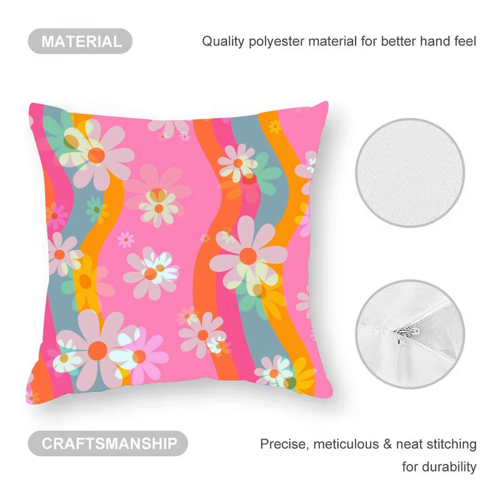 Romantisches Gänseblümchen-Frühlingskissenbezugmuster Bedruckter Kissenbezug für Wohnzimmersofa Kissenbezug & Schlafzimmerdeko