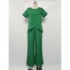 Western Style New Casual Loose Short sleeve Top Wide Leg Pants Set Loose Top and Pants Set