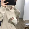 2026 Women's Korean-Style Hooded Sweater: Autumn/Winter Thick, Loose, Age-Reducing Half-Zip Design