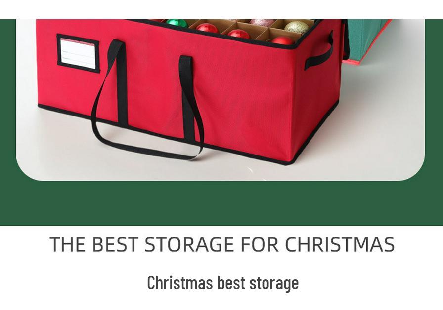 Foldable Oxford Cloth Storage Box with 128 Detachable Grids for Christmas Balls