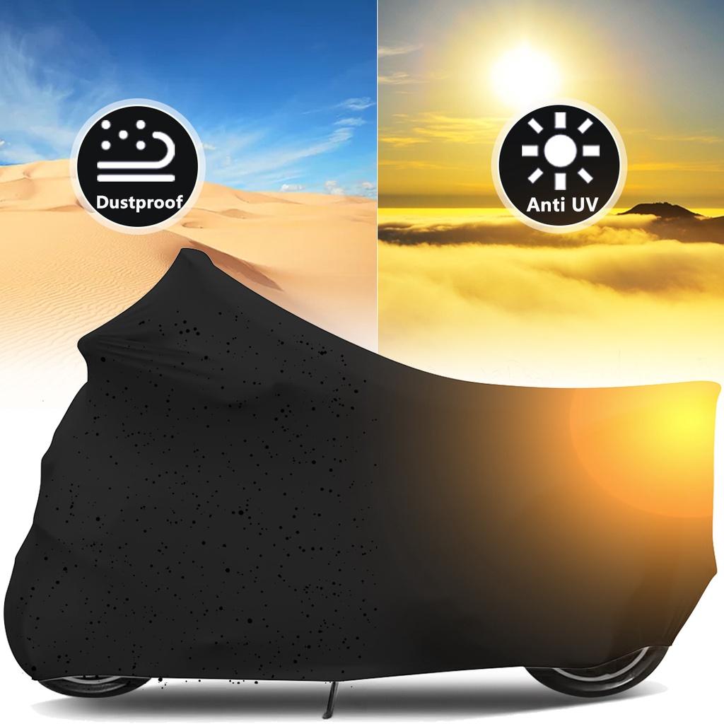 M-3XL Elastic Fabric Motorcycle Scooter Cover Sunshade Anti-UV Motorbike Dust-proof Covers Indoor Outdoor Protection Black