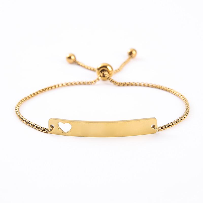 Adjustable Stainless Steel Butterfly Heart Engraving Bracelet