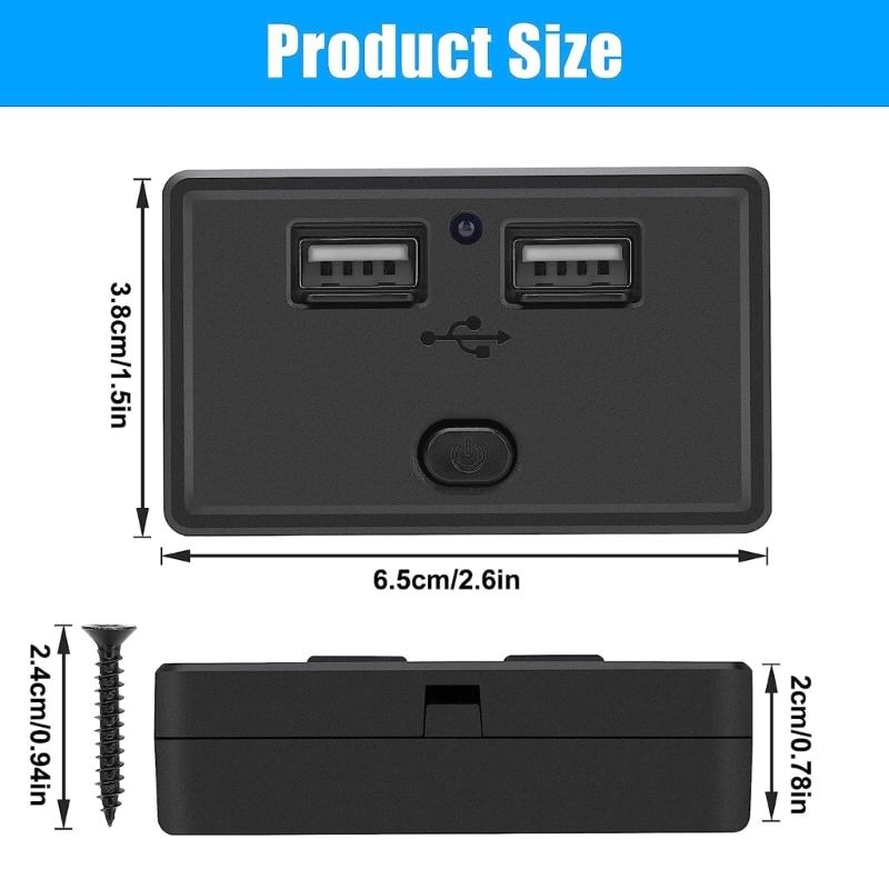 Double USB Car ChargersSocket 4.8A Phone Charge Outlet Power Adapter Suitable for Motorbike Boat Marine Truck ATV Camper