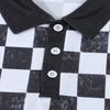Summer Men's Casual Polo Shirt Short Sleeve Lapel Button Tshirt for Men Casual Streetwear Lightweight Jogging Tops Grid Printing