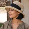 French Bow Retro Rolled Brim Straw Hat, Adjustable Women's Sun Hat for Beach Vacation Travel