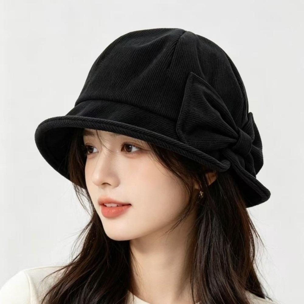 Slit Front Vintage Bucket Hat Cold Resistant Bow Bucket Hat Women's Bucket Hat  Outdoor Wear