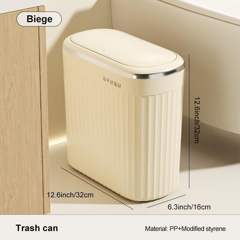 

Эстетичная бесшовная мусорная корзина Uforu – для ванной комнаты, утолщенная, с бесшумно закрывающейся крышкой бежевый