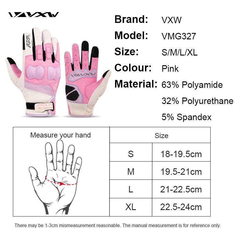 

VXW Мотоциклетные Перчатки Защитные ПВХ-Перчатки Водонепроницаемые Сенсорные Экраны Нескользящие Полные Пальцы Мото Гонки Мотокросса Guantes для Женщин XL розовый