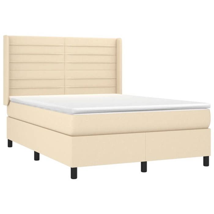 3131518 vidaXL Divan Bed with Mattress Cream 140x200 Cm Fabric