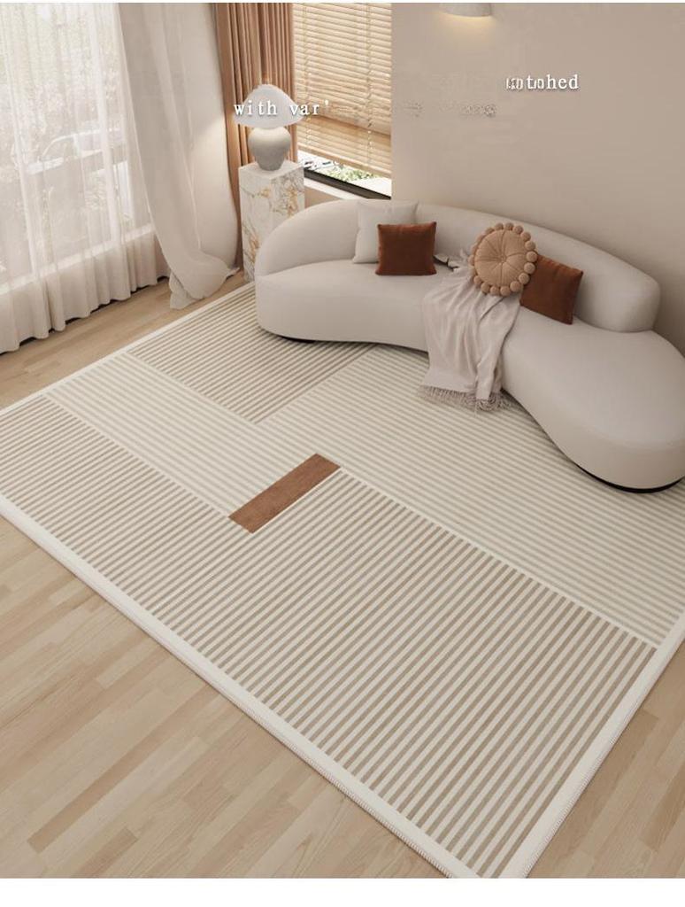 Round Non-Slip Velvet Carpet – Modern Cream for Living Room, Bedroom, or Entrance