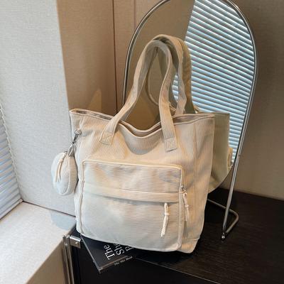 Corduroy Women's Large Capacity Tote Bag Commuter Shoulder Underarm Bag