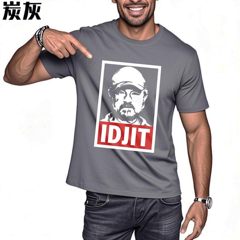 Mens Top Graphic Basic T Shirt Man Pointing To Idjit Short Sleeve Essential Teeshirts Retro Cotton Unisex Tshirt
