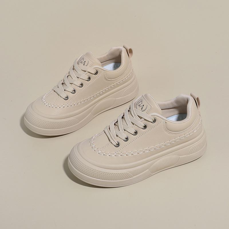 Women‘s Casual Chunky Platform Sneakers Breathable PU Leather Anti-Slip Sport Walking Shoes for Women Outdoor Comfortable Lace-up Tennis Sneakers