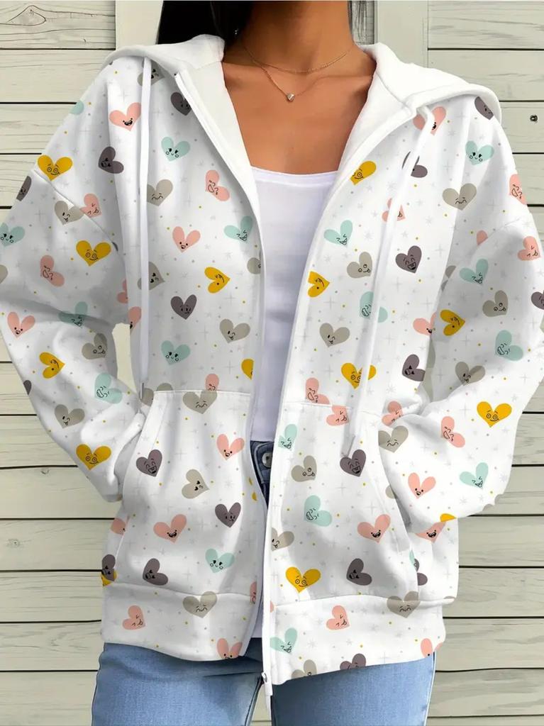 2026 Autumn and Winter New Style Women's Zipper Hoodie with 3D Five-Pointed Star Pattern Printing Casual and Comfortable