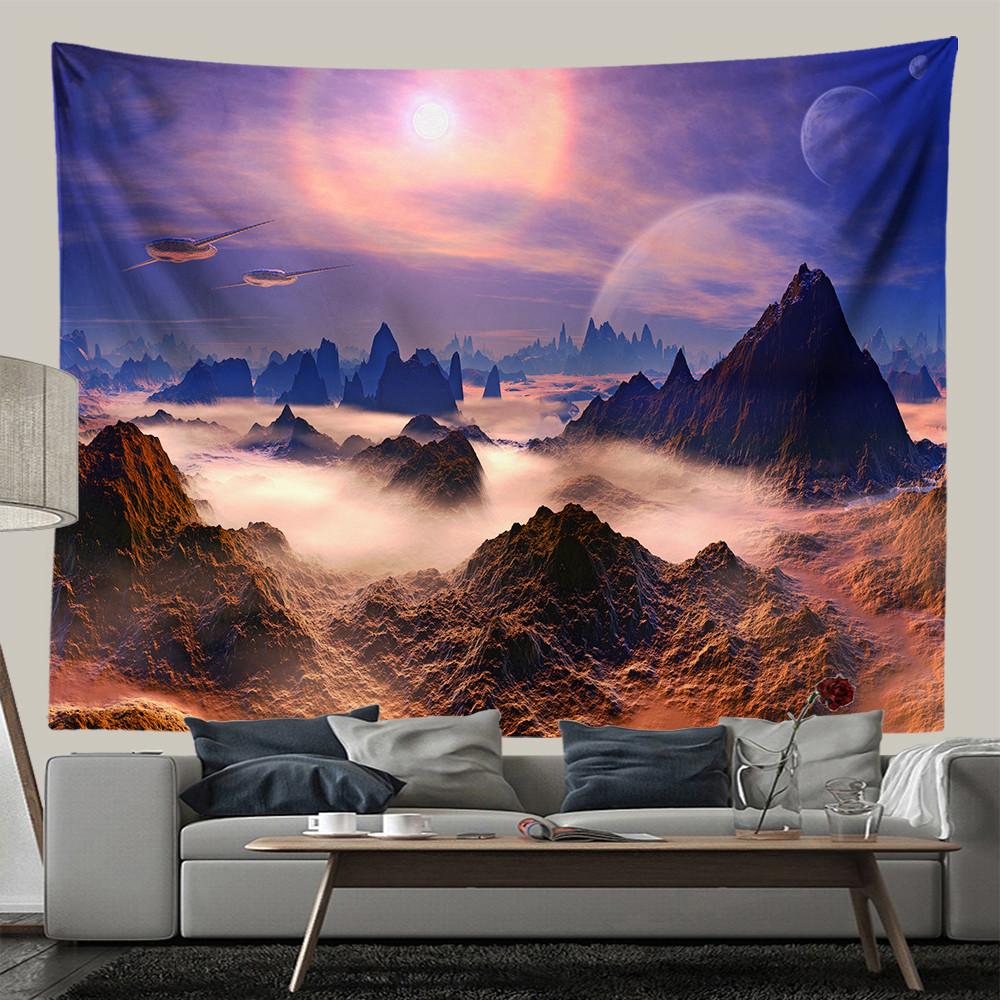 Purple Planet Tapestry Wall Hanging Hippie Room Decor Galaxy Space Wall Tapestry Aesthetic Bedroom Living Room Decor