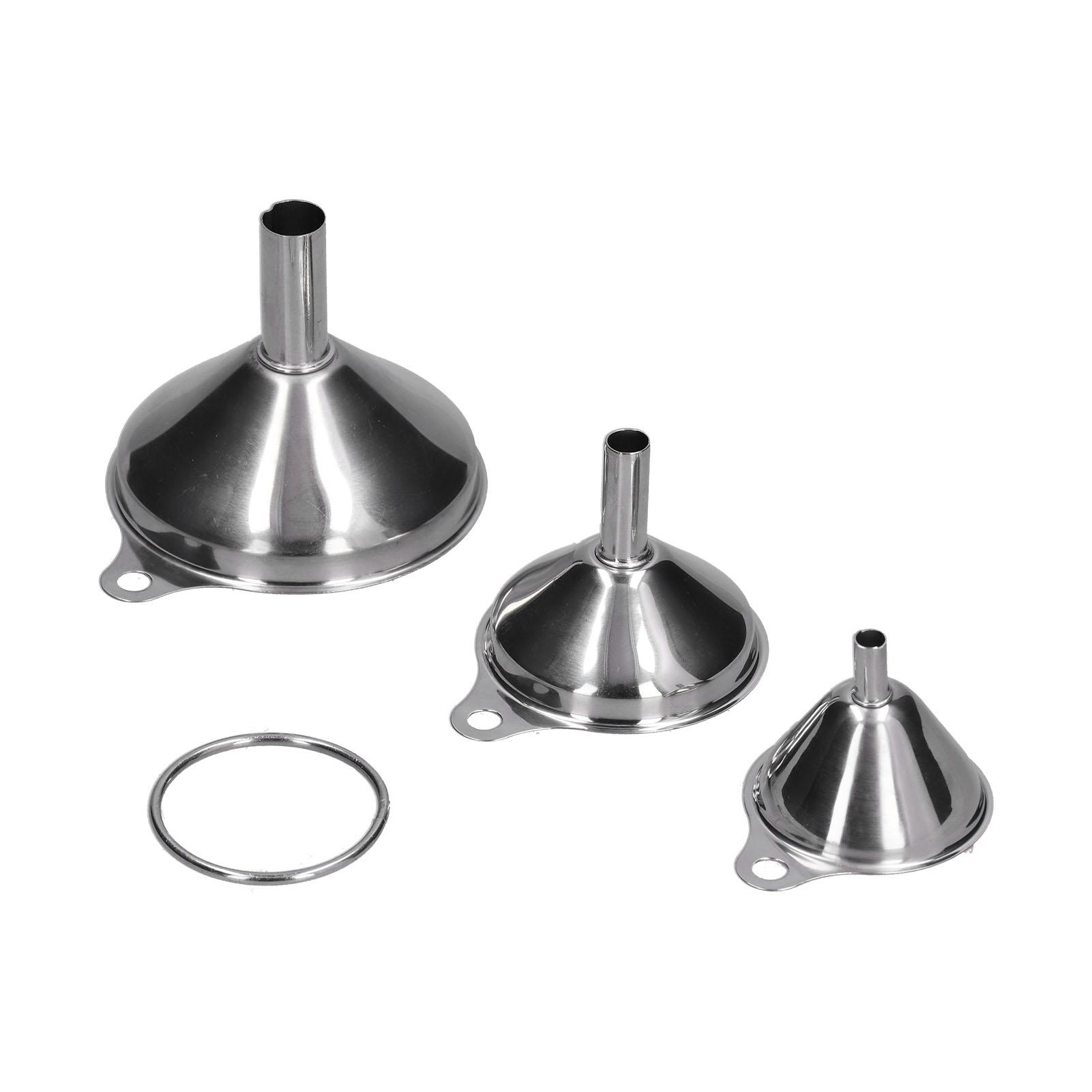 

3Pcs Stainless Steel Funnel Filling Bottles Funnel Oil Leaking Separatory Funnel Integrated Liquid Dispenser with Circle