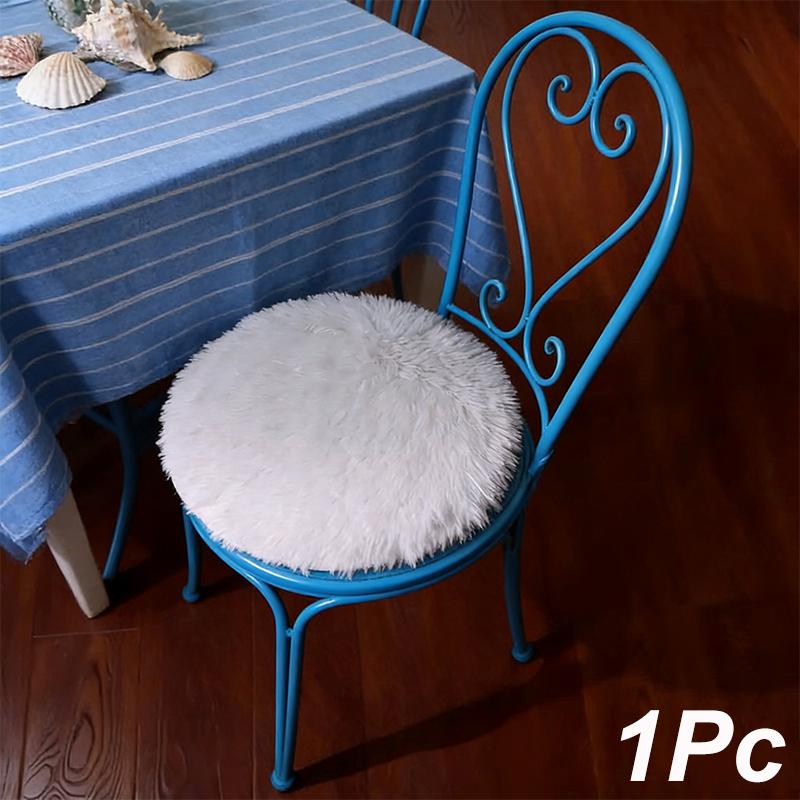 1 Stück Sitzkissen Hohe Qualität Flauschig Geeignet für Esszimmerstühle Hockerpolster Warme Kunstfellkissen Zuhause Rund Nordischer Stil