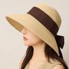 Summer Big Brim Sunscreen Straw Hat Bow Ribbon Vacation Travel Sunshade Fisherman Hat