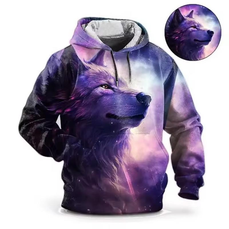 Animal Hoodie Men Wolf Print High-Quality Men's Pullover Autumn Fashion Top Street Hoodie Designer Long Sleeved Sportswear
