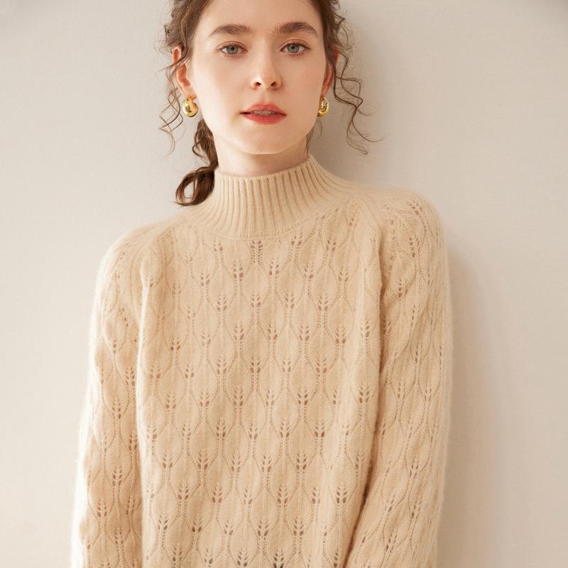 Women's Cloud-Like Cashmere Half-High Neck Sweater - Autumn/Winter Thick Loose Base Layer
