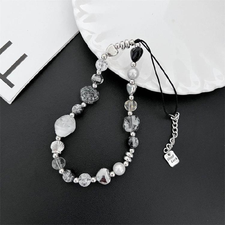 Elegant Flower Bead Pendant Accessory Y2K Heart Phone Charm Strap Hangings Charm