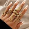 Imoli 4pcs/Set Fashionable Punk Style Snake Carved Alloy Ring Set, Suitable for Party, Gathering, Gift
