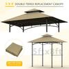 Grill Gazebo Replacement Canopy Top, 5'x8' Gazebo Roof Top Double Tiered Replacement Canopy Roof, Grill Shelter Cover Roof Fit for Gazebo Model