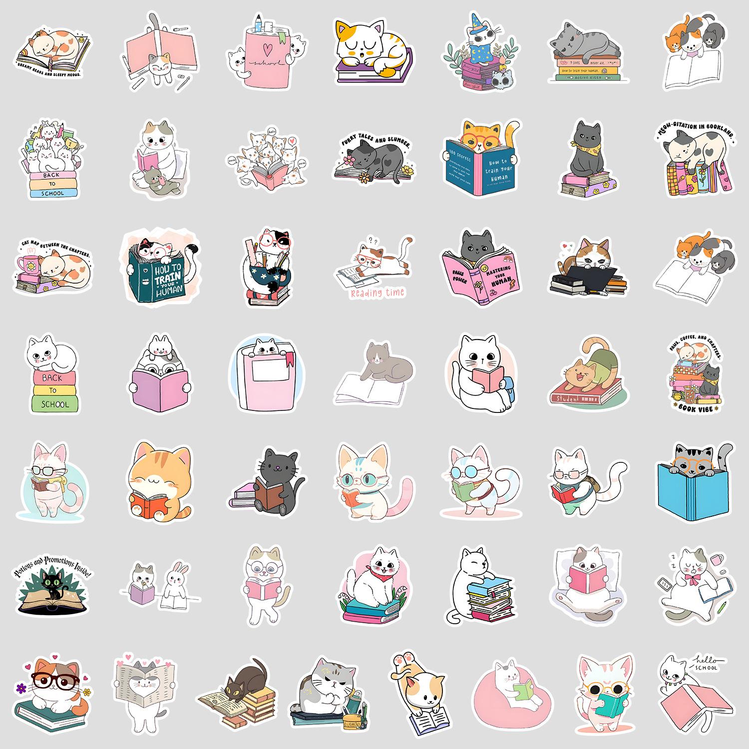 

50 Cute Wind Kitten Graffiti Stickers Mobile Suitcase Waterproof Decorative Stickers Children s Hand Account Stickers