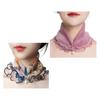 2Pcs Women Faux Silk Scarf Printing Faux Pearl Decor Lace Trim Lightweight Scarf Hand