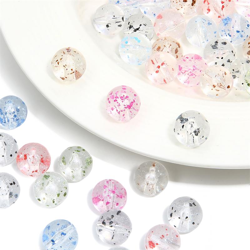 10 stk. akryl gjennomsiktige tørkede kirsebærblomsttilbehør runde perler til DIY halskjede armbånd øredobber smykker laging