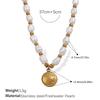 Non-beaded Freshwater Pearl Pendant Necklace Stainless Steel Gold-plated Necklace Light Luxury Jewelry