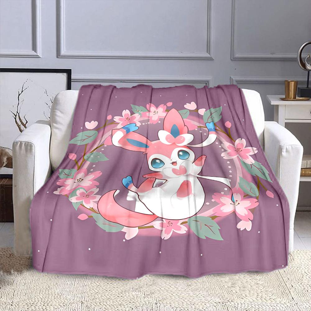 Pokemon Cute Sylveon Eevee Pink Printing Blanket Adult Children Warm Blankets Home Travel Soft and Comfortable Blanket