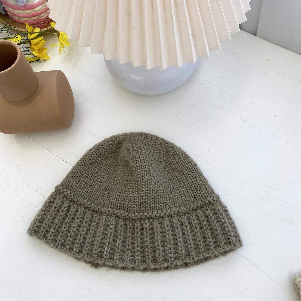 

Hat Women s Korean Dongdaemun Same Style Wool Fisherman Hat Autumn and Winter Korean Version Showing Face Small Warm Knitted Bucket Hat Trendy M（56-58cm）