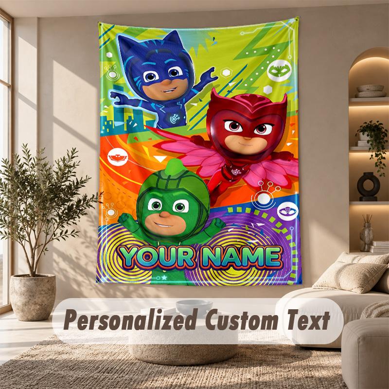 PJ Mask Tapestry, Personalized Custom Text, Wall Hanging Tapestry For Living Room Home Wall Decor
