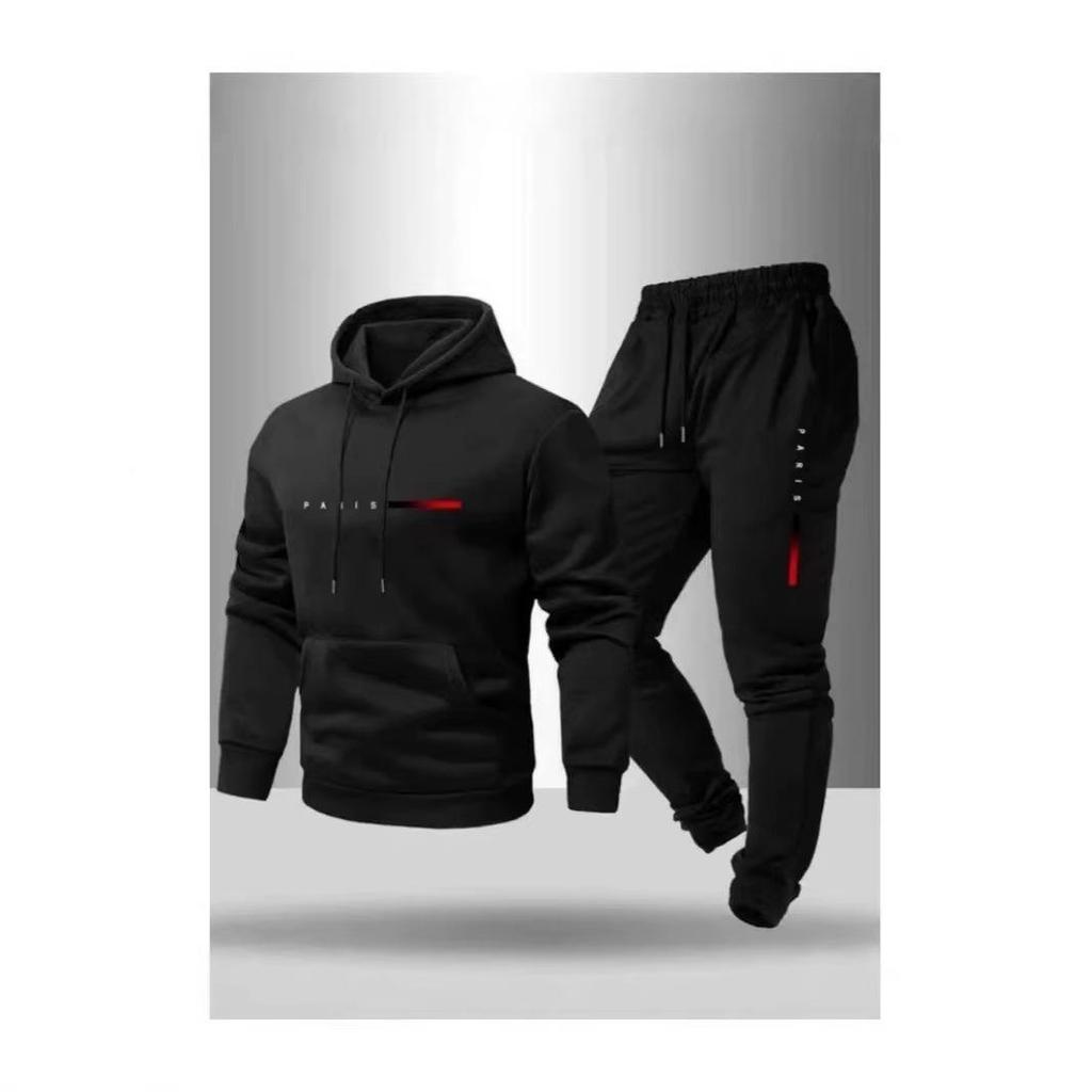 2025 Men's Pullover Hoodie and Jogger Set with Printed Logo