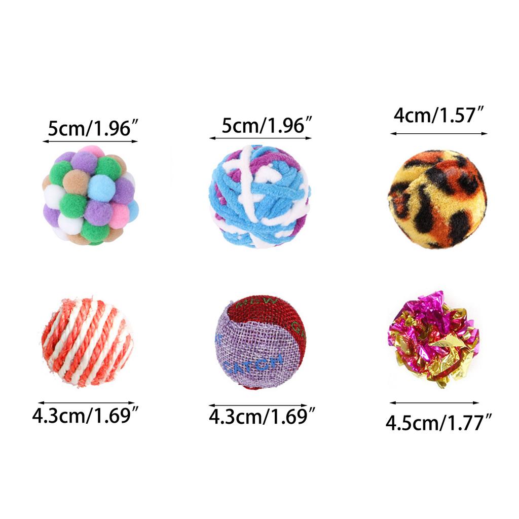 Pet Cat Toy Colorful Handmade Bouncy Balls Kitten Toy Plush Bell Balls Toy